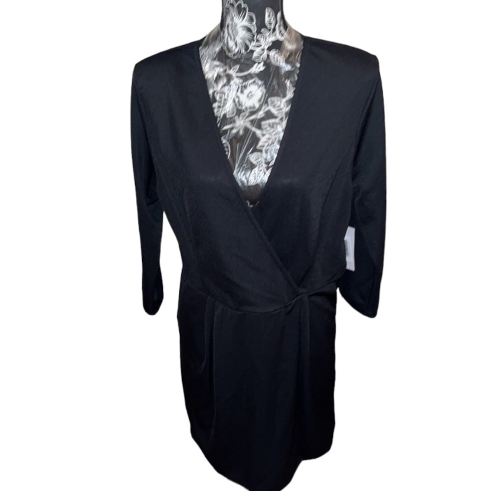 JustFab  black XXL - 14 faux wrap dress pockets side zip NWT oversized